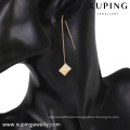 92905 Long chain earrings new arrival young style jewelry rhombus shaped gemstone paved set drop earrings